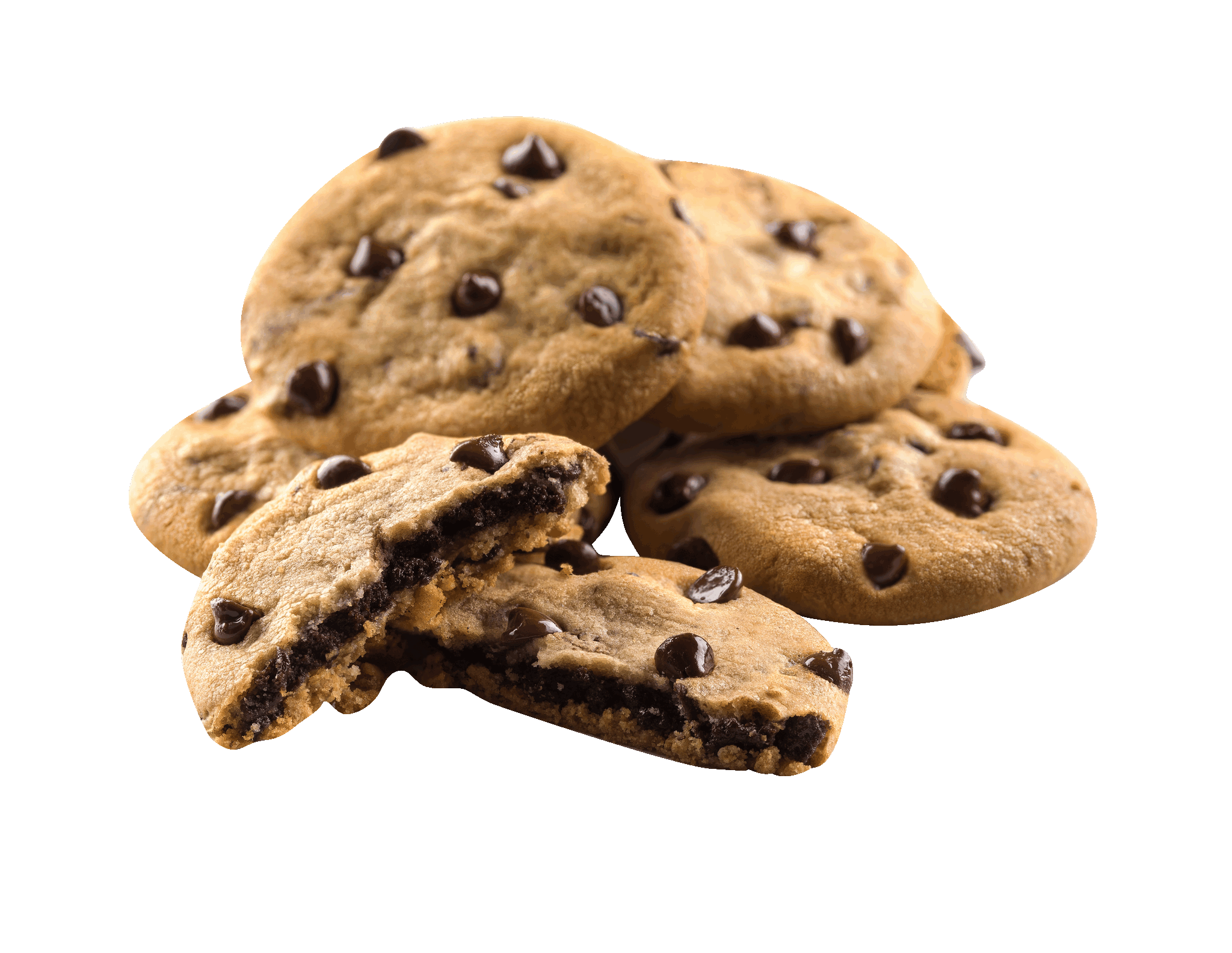 half size soft chip filled cookies