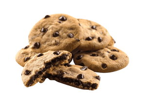 half size soft chip filled cookies
